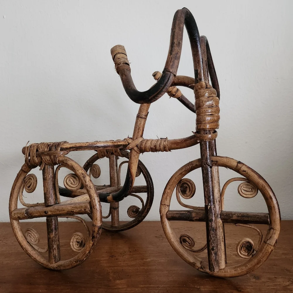 VTG Plant Holder Ratan Wicker Bicycle